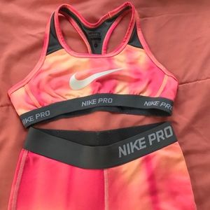 Girls Nike Pro Dri-Fit Sports Bra and Bike Shorts